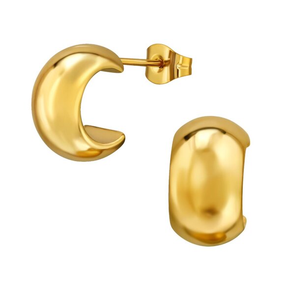 7mm Gold Half Hoop Earrings – 316L Stainless Steel Huggie Hoops - Picture 1 of 1